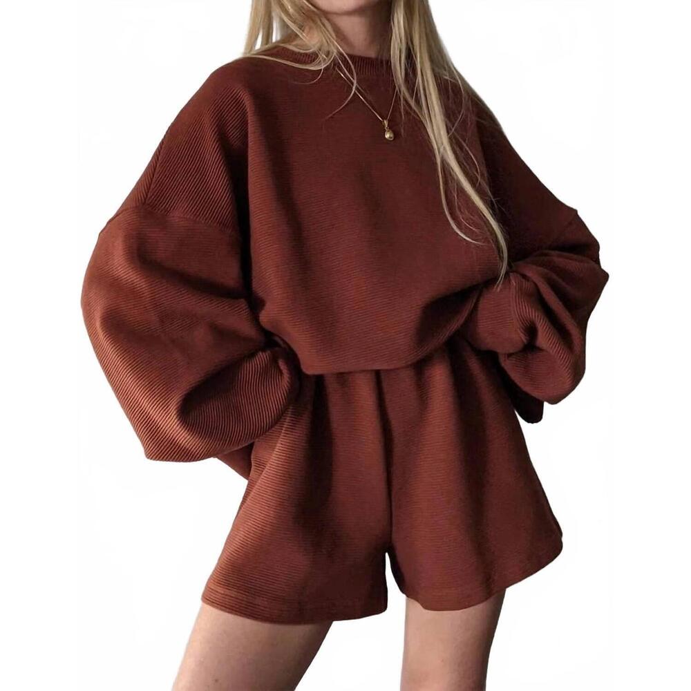 NEW NA NIN margot rippled cotton cropped sweatshirt in cinnamon
